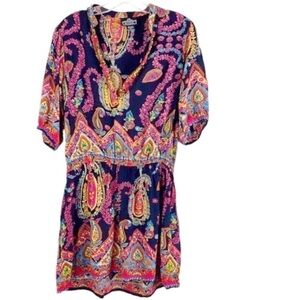 Angie Boho Dress Beaded Floral Mini Spring Summer Fashion Women Size Small